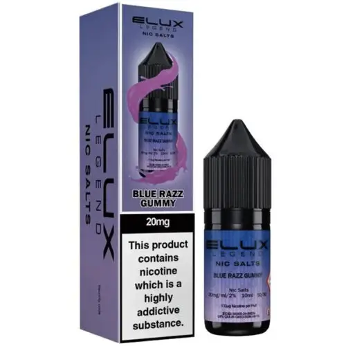 Elux Legend 10ml Nic Salts 20Mg (50VG/50PG) Blue Razz Gummy https://urbancbd.co.uk