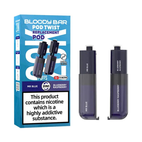 Bloody Bar 20mg Mr Blue x Blueberry Raspberry 20K Twist Pre-Filled Replacement Pods 20000 Puffs - 2 Pcs https://urbancbd.co.uk
