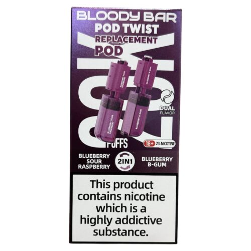 Bloody Bar 20mg Blueberry Sour Raspberry x Blueberry B-Gum 20K Twist Pre-Filled Replacement Pods 20000 Puffs - 2 Pcs https://urbancbd.co.uk